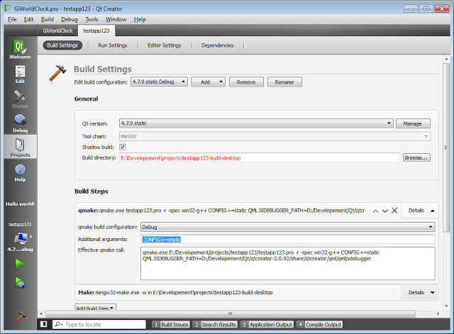 changes qmake step