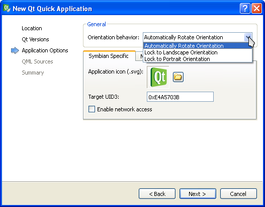 New Qt Quick Application