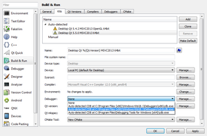 Assigning a debugger to a kit